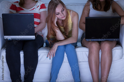 Modern meeting with laptops photo