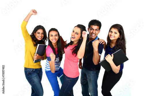 Young Indian/Asian group of people, isolated on white.