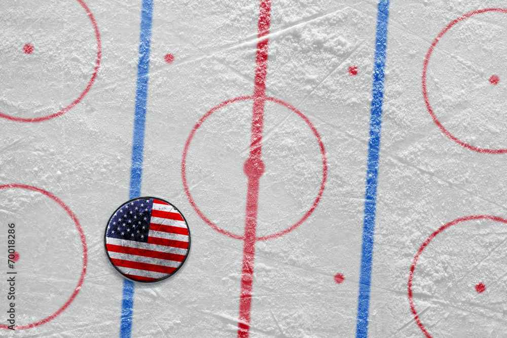 Fototapeta premium American hockey puck on the site