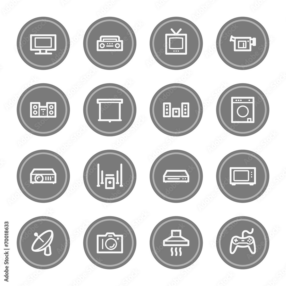 Home Appliance web icons, grey circle buttons Home Appliance web icons, grey circle buttons
