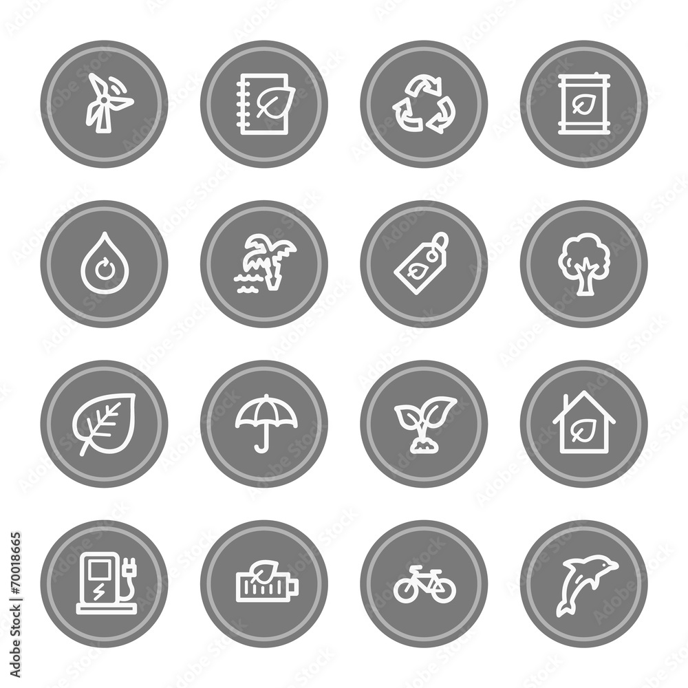 Green ecology web icon set 4, grey circle buttons Green ecology web icon set 4, grey circle buttons