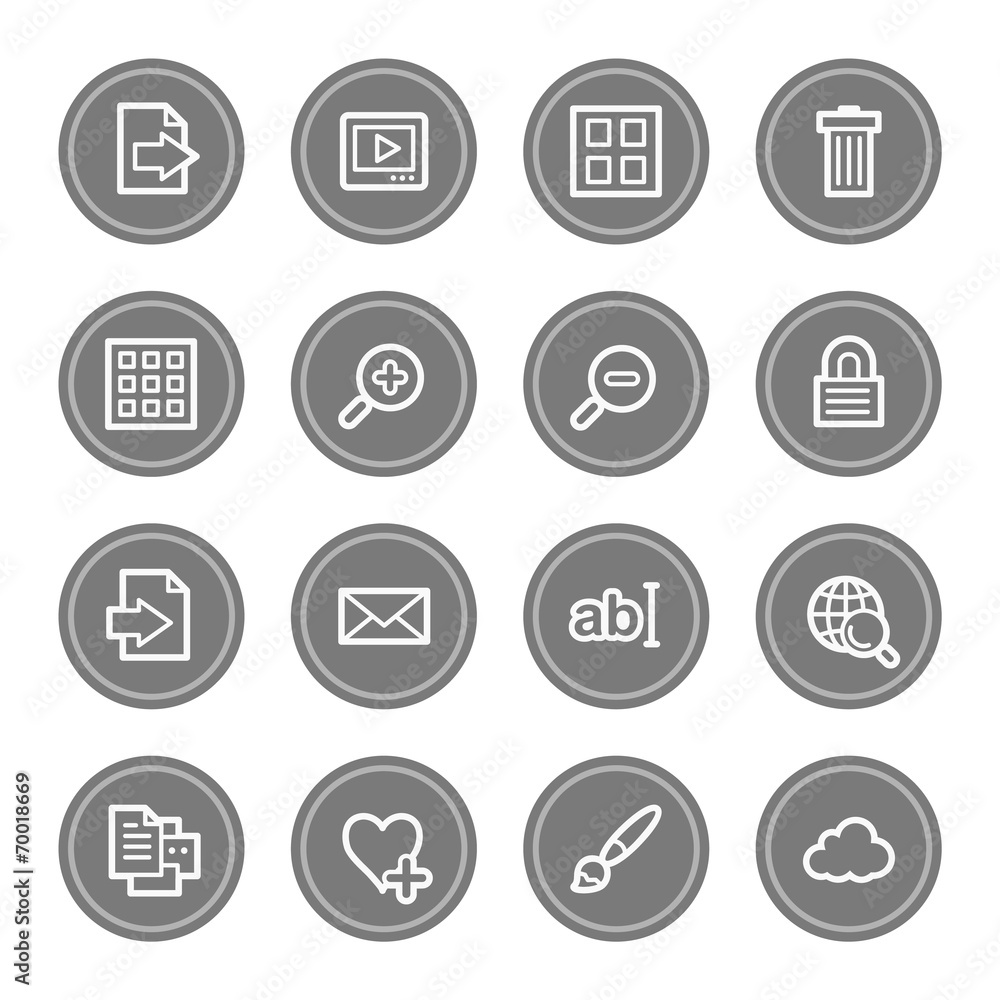 Image viewer web icons, grey circle buttons Image viewer web icons, grey circle buttons