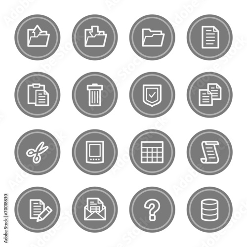 Document web icon set 2, grey circle buttons