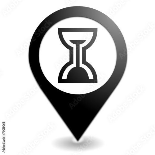 sablier sur symbole localisation noir