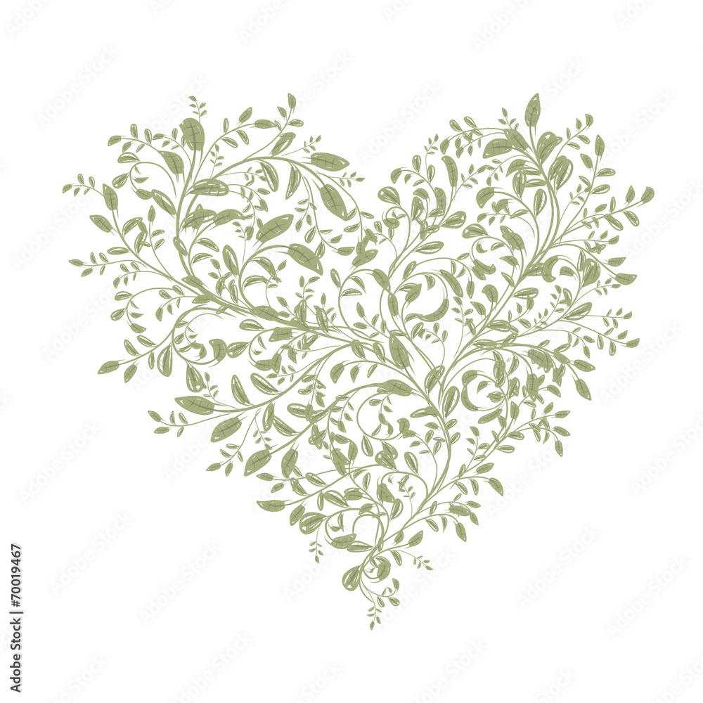 Fototapeta premium Floral love bouquet for your design, heart shape