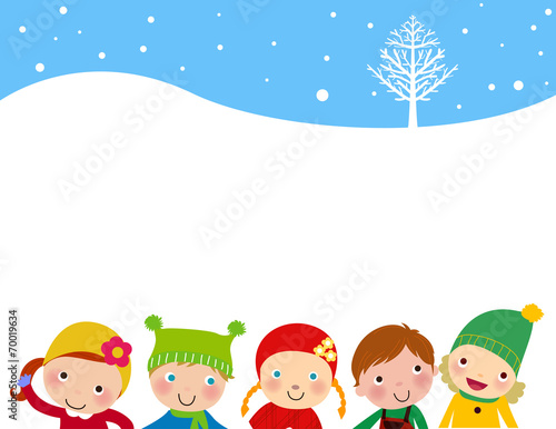 Group of winter kids