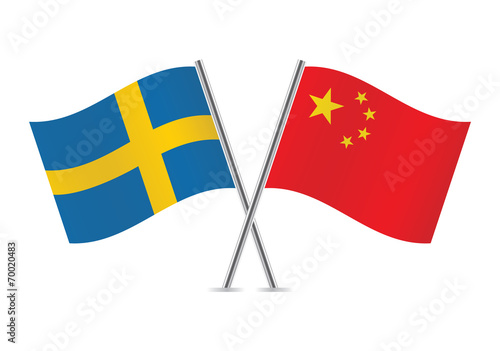 Free Download Chinese and Swedish flags. Vector illustration. - GFXLoad