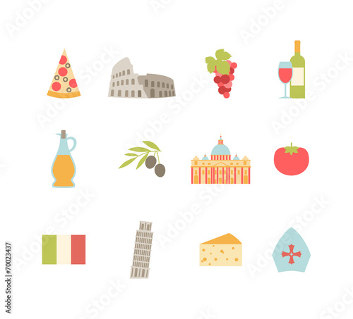 set of colorful Italy icons