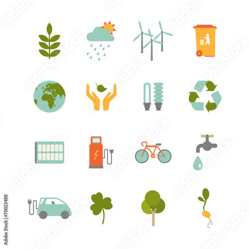 set of colorful ecology icons