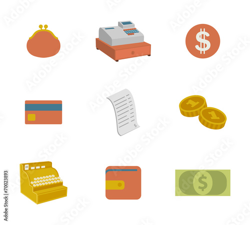 set of colorful money icons