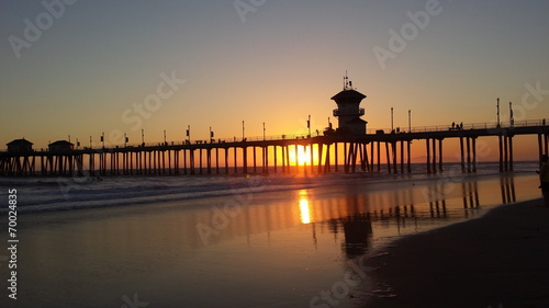 Huntington Beach pier sunset © mnmphotoart