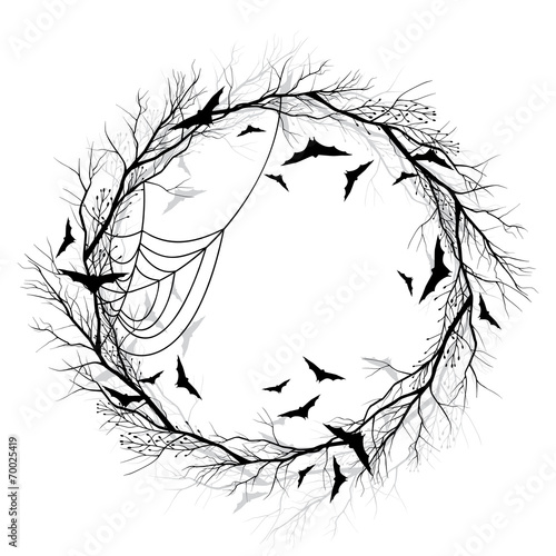 Vector Halloween wreath white background