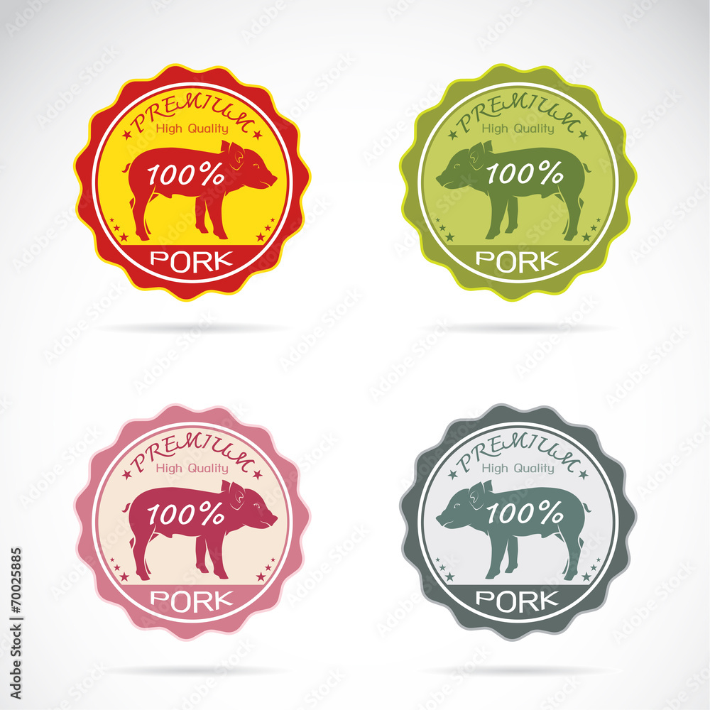 Set of vector pig label on white background Set of vector pig label on white background