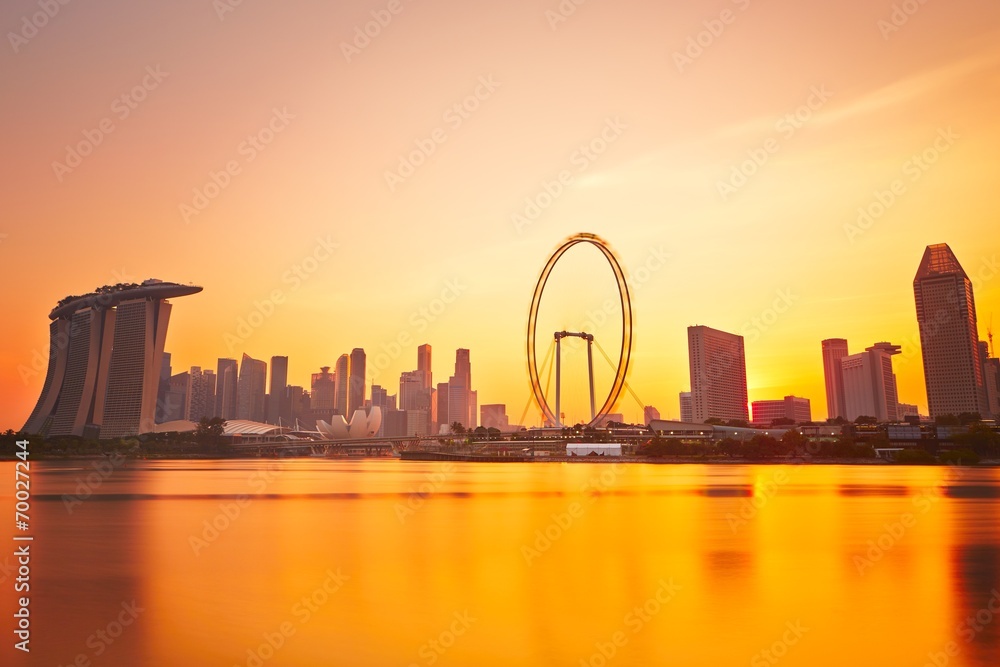 Naklejka premium Zachód słońca w Singapurze