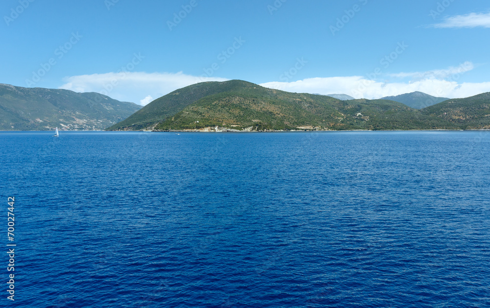 Sea summer coastline view from ferry (Greece)