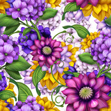 seamless floral pattern, assorted flowers background