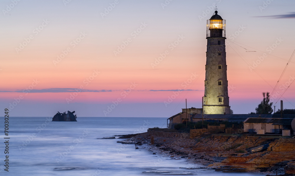 ship rack and lighthouse