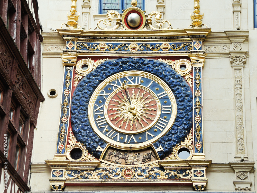 renaissance clock on rue du gros horloge, Rouen