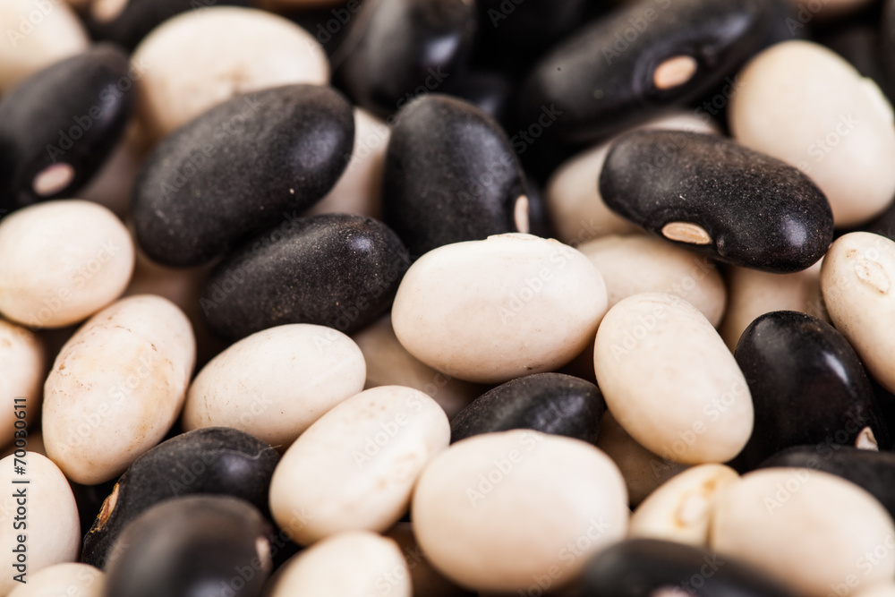 Extreme Closeup Texture of Black and White Beans
