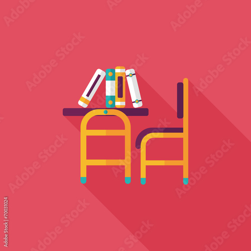 Vintage school desk flat icon with long shadow,eps10