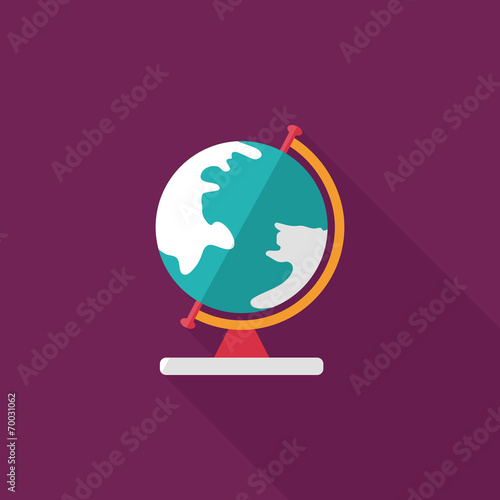 globe icon, flat icon with long shadow