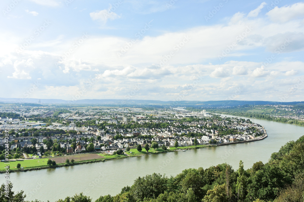 above view of Koblenz town, germany