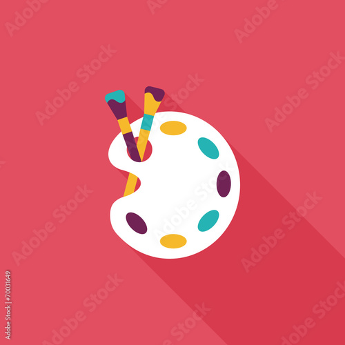 Art palette with paint brush flat icon with long shadow,eps 10