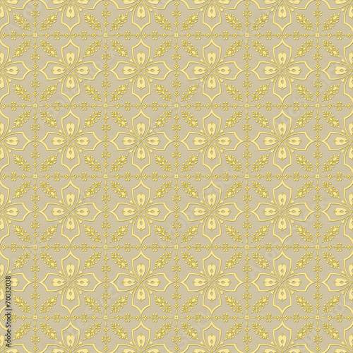 Golden floral pattern seamless background