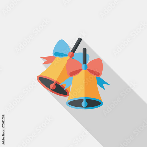 Christmas bells flat icon with long shadow eps10