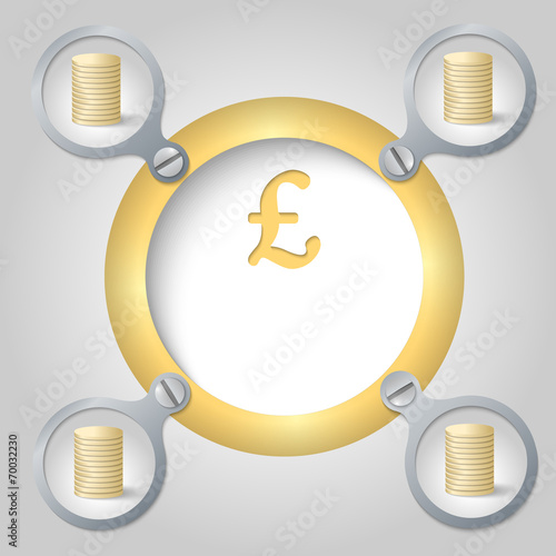 golden circular frame for text and pound symbol