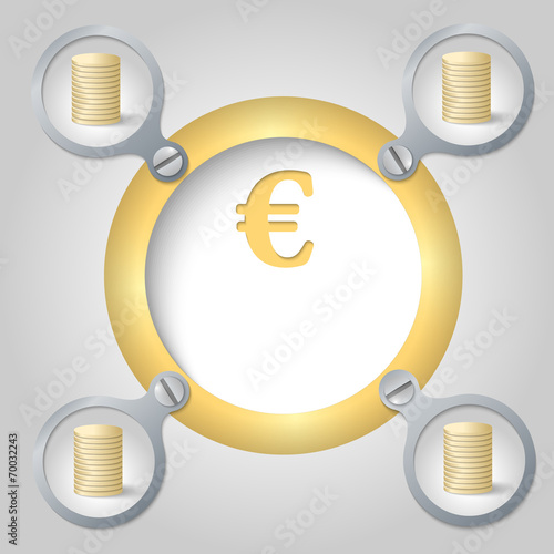 golden circular frame for text and euro symbol