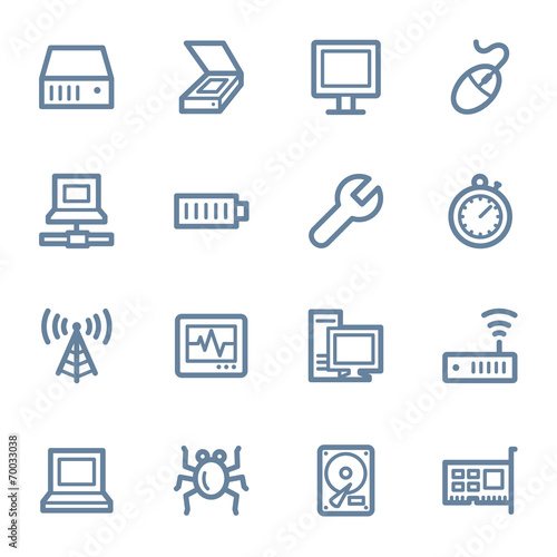 Computer components web icons set