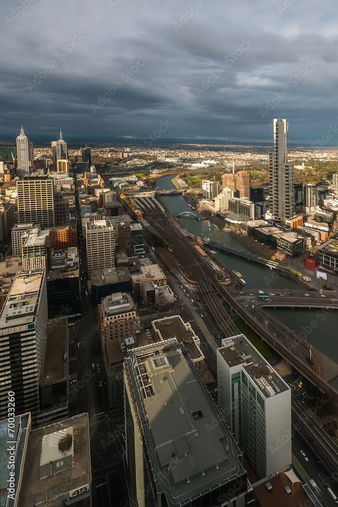 Melbourne panorama at sunset