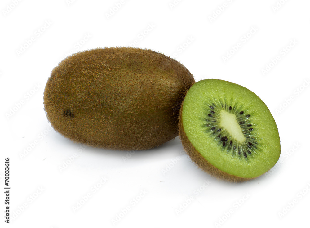 Whole kiwi fruit and his sliced segments isolated Whole kiwi fruit and his sliced segments isolated