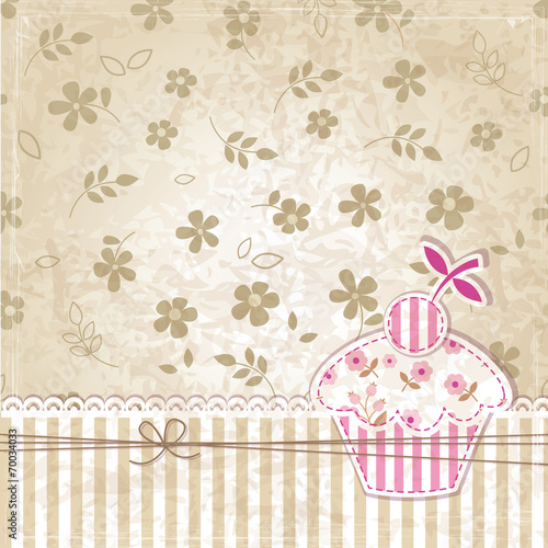 Vintage background with cupcake