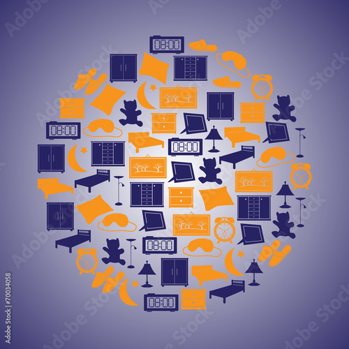 bedroom icons in circle eps10