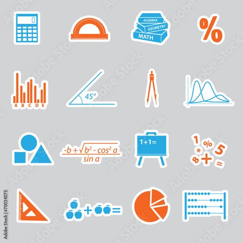 mathematics stickers set eps10