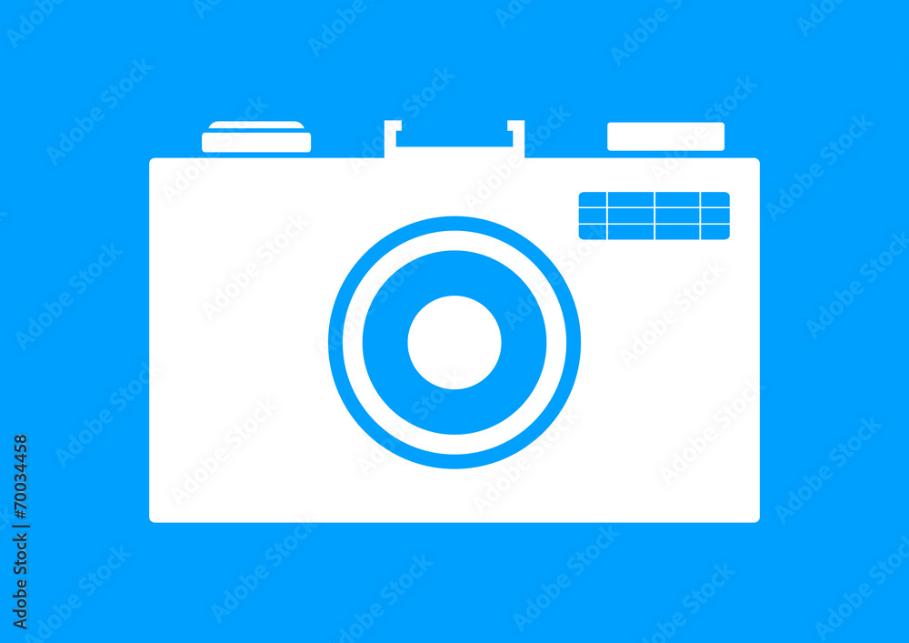 White camera icon on blue background White camera icon on blue background