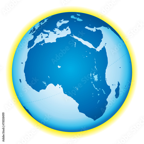 Africa. Globe icon with lakes.