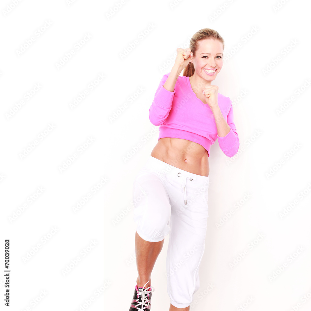 Sportlerin bei Aufwärmtraining Sportlerin bei Aufwärmtraining