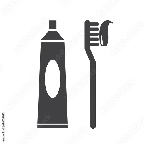 Toothbrush and toothpaste icon