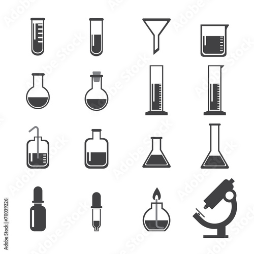 set of laboratory equipment icon