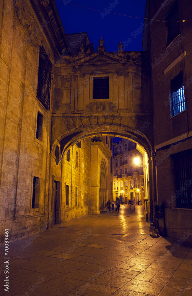  street in  cities of Valencia at night, Spain
