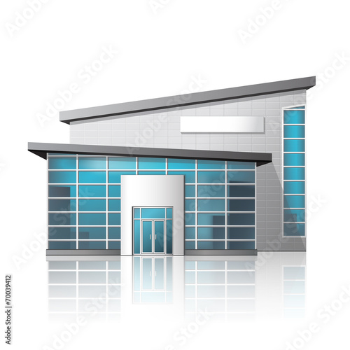 office building and the entrance with reflection