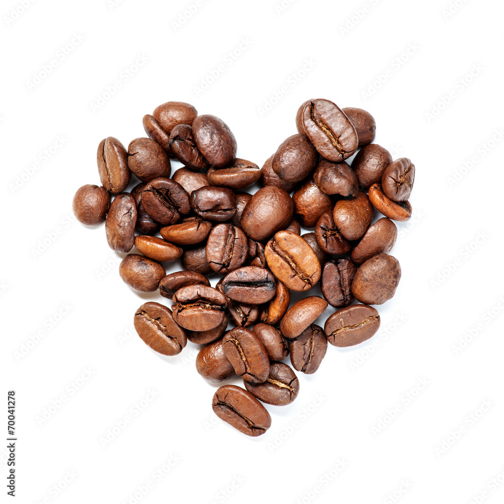Heart from coffee beans