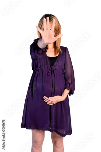 isolated pregnant young woman