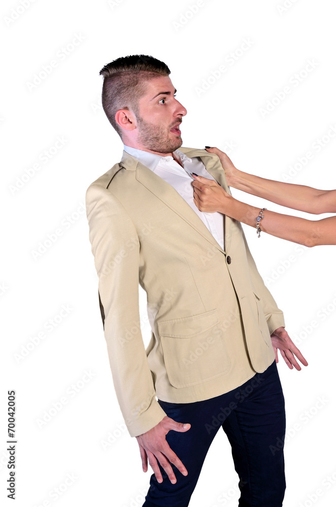 Naklejka premium Isolated young man