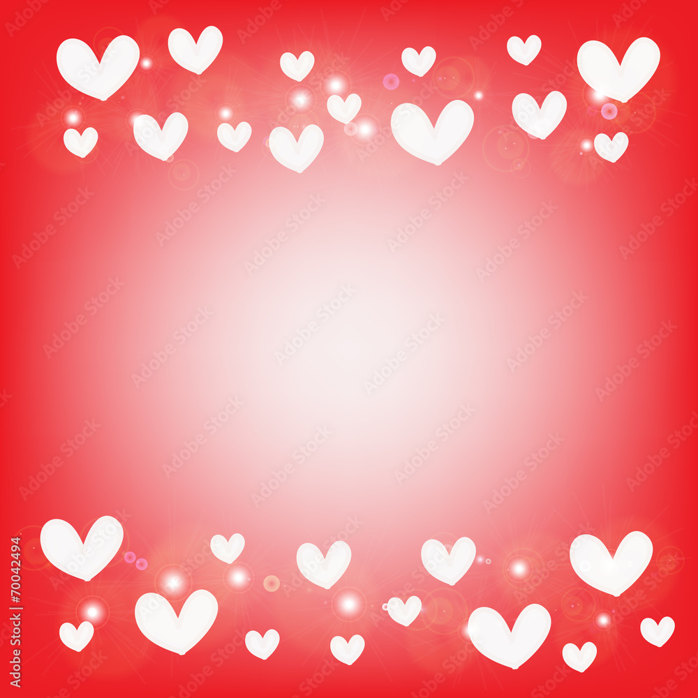 abstract white heart on red background