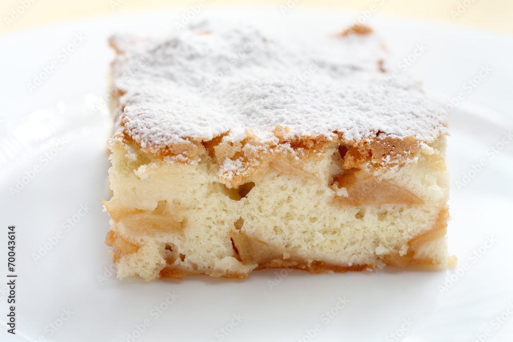 Apple Pie Dessert with powdered sugar on a plate. Ready to Eat.