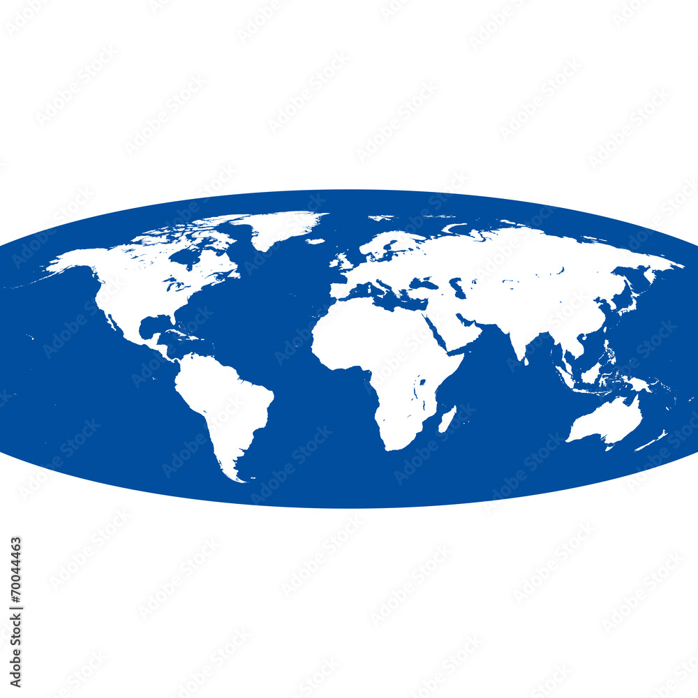 white spherical vector world map on blue